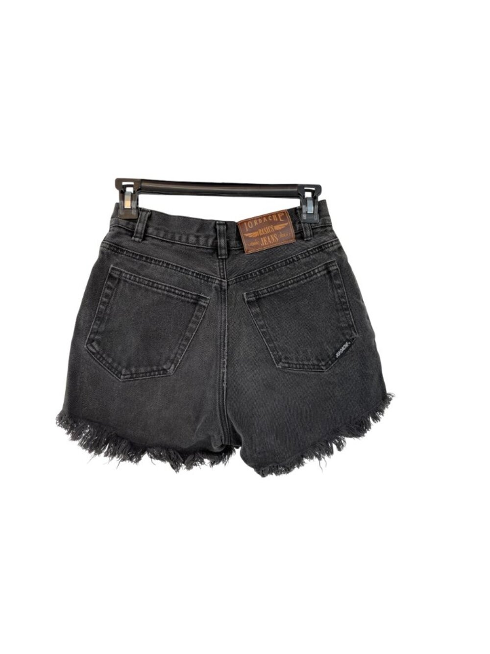 Vintage Jordache Black Denim Shorts Raw Hem Juniors 7/8 Used Y2K - Picture 2 of 14